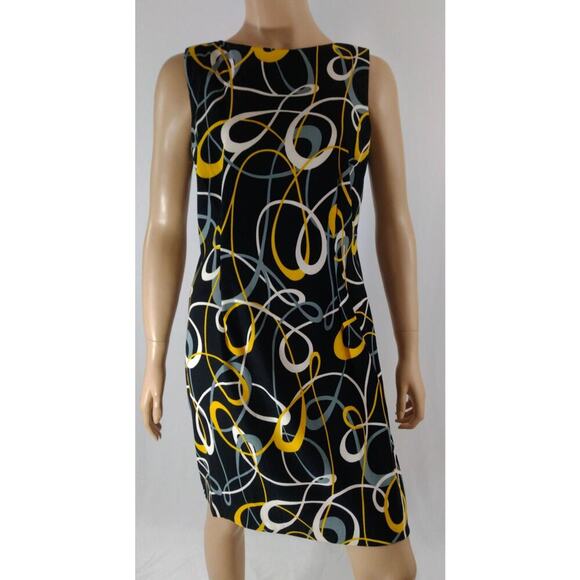 Women's pretty abstract curve print a-line sleeveless dress by AGB size 14 NWT - Picture 1 of 8